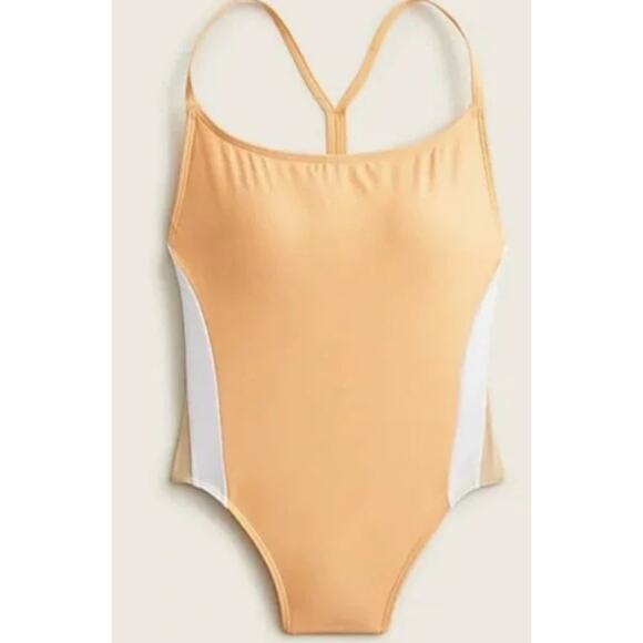 J. Crew Orange Active Colorblock On Piece Swimsuit Bathing Suit Size 24 NWT - Picture 1 of 4